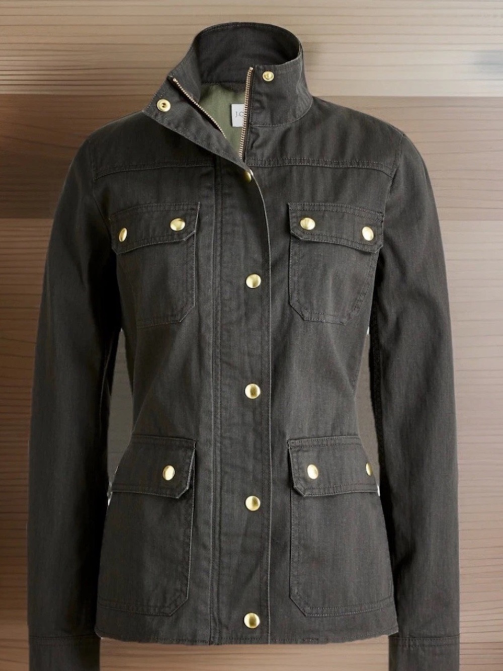 J. Crew Downtown Field Jacket Olive Waxed Cotton Canvas Barn Coat